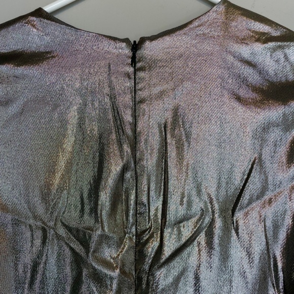 NWT Burberry Long-Sleeve Gold Metallic Ruffle-Trim Dress size US 2 - Picture 14 of 16